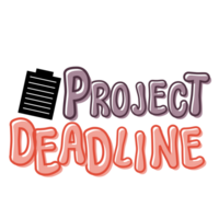 Project Deadline text calligraphy with assignment paper icon, Project Deadline Typography illustration,  todo list words, daily digital planner sticker element clipart on transparent background png