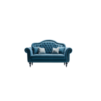 Minimalistic modern living room blue sofa clipart on transparent background, Modern home decor interior couch, living room furniture living room decor, Home interior Decorative element png