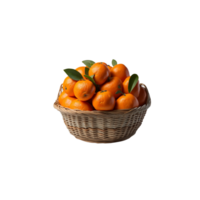 bambú cesta lleno de recién cosechado orgánico naranjas Fruta clipart aislado, aislado mandarín Fruta clipart, cesta clipart aislado Fruta sandía , Mandarina clipart, dulce naranja cesta png