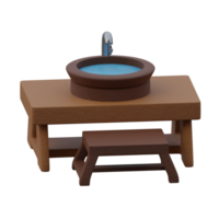 3d rendered sink on a wood table and wood chair perfect for design project png