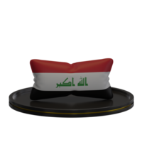 3d renderen hoofdkussen met Irak vlag motief Aan een podium geschikt voor project ontwerp png