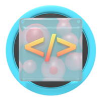 Coding button of 3d icon png