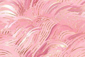 Pink seamless pattern with abstract elements. Applicable for fabric print, textile, wrapping paper, wallpaper. Pink background with shiny golden particles. Repeatable texture. Generative AI. photo