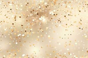 Seamless pattern with golden glitter, sequins. Applicable for wrapping paper, print. Background with shiny sparkles, particles. Repeatable texture. Celebration, festive, event. Generative AI. photo