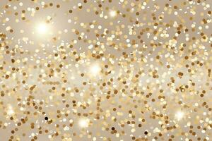 Seamless pattern with golden glitter, sequins. Applicable for wrapping paper, print. Background with shiny sparkles, particles. Repeatable texture. Celebration, festive, event. Generative AI. photo