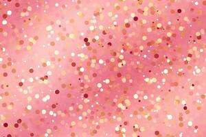 Pink seamless pattern with golden glitter, sequins. Applicable for wrapping paper, print. Background with shiny sparkles, particles. Repeatable texture. Celebration, festive, event. Generative AI. photo