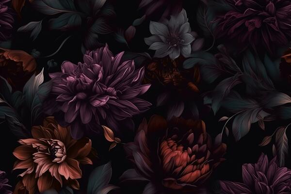 Dark flowers wallpaper discount