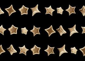 Seamless pattern with golden 3D stars on black background. Applicable for fabric print, textile, wallpaper, wrapping paper. Repeatable texture. Modern style, pattern for bedding, clothes. 3D render. photo