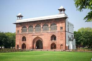 Architectural details of Lal Qila - Red Fort situated in Old Delhi, India, View inside Delhi Red Fort the famous Indian landmarks photo