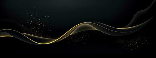 exclusive luxurious dark black and gold banner, background with copy space made with Generative AI photo