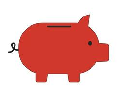 cerdito banco plano línea color aislado vector objeto. dinero caja. editable acortar Arte imagen en blanco antecedentes. sencillo contorno dibujos animados Mancha ilustración para web diseño