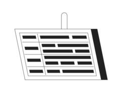 Timetable on display monochrome flat vector object. Flight information. Editable black and white thin line icon. Simple cartoon clip art spot illustration for web graphic design