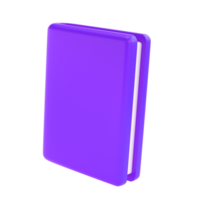 3d violet cute empty notepad book stationery for school isolated background with clipping path. Simple render illustration. Design element for posters, banners, calendar and greeting card png