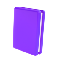 3d violet cute empty notepad book stationery for school isolated background with clipping path. Simple render illustration. Design element for posters, banners, calendar and greeting card png