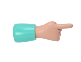 3d hand icon show push one finger forefinger counting illustration. Cartoon character. Business clip art isolated clipping path png