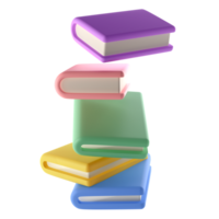 Color 3D Stack of Closed Books in air Icon Isolated with clipping path. Render Educational or Business Literature. Reading Education, E-book, Literature, Encyclopedia, Textbook Illustration png