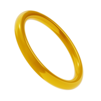 3d framställa form metallisk gyllene abstrakt ringa. glansig geometrisk primitiv guld objekt runda isolerat transparent png. regnbågsskimrande trendig design png