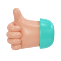 Thumb up 3d icon. Cartoon character hand like gesture. Business clip art isolated transparent png. Approval concept illustration png