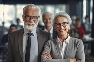 mayor negocio socios , casado Pareja empleadores en oficina. familia negocio. ai generativo foto