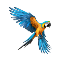 hermosa azul y amarillo guacamayo lucha en el aire ai generado png