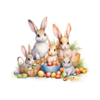 a collation of bunny easter rabbite ai generated png