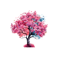 brightly coloured flowering tree ai generated png