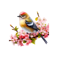 bird of spring flower ai generated png