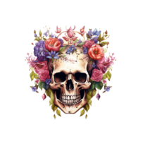 a skull flower and buttrefly on its head ai generated png
