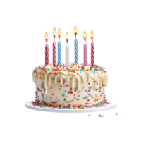 birthday cake with lite candle ai generated png