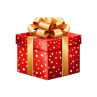 Navidad regalo con dorado cinta ai generado png