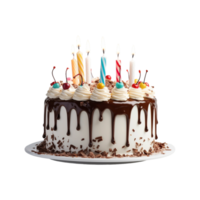 birthday cake with lite candle ai generated png