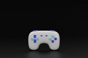 3d render white wireless game controller joy pad model on black background photo