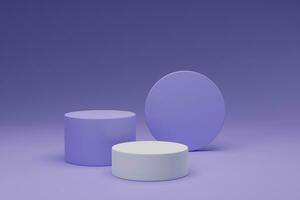 3d render minimal white podium product presentation on purple background photo
