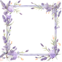 Romantic flotal  lavender watercolor frame png