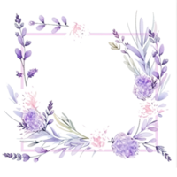 romántico flotante lavanda acuarela marco png