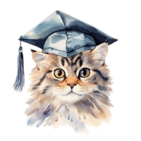 süß Aquarell Katze im Graduierung Deckel isoliert png