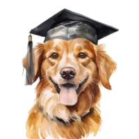 mignonne aquarelle chien dans diplôme casquette isolé png