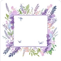 romántico flotante lavanda acuarela marco png