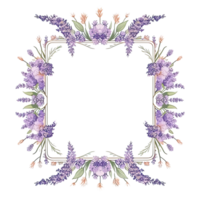 Romantic flotal  lavender watercolor frame png