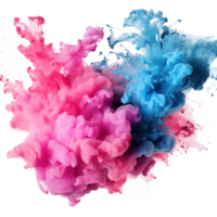 Blue pink watercolor stain isolated png