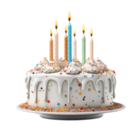 verjaardag taart met kaarsen geïsoleerd png