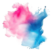 Blue pink watercolor stain isolated png