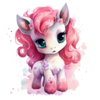 Cute watercolor pony isolated png