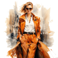 Fashion watercolor girl isolated png