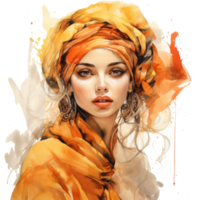 Fashion watercolor girl isolated png