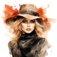 mode aquarelle fille isolé png