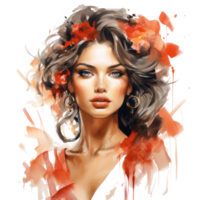 Fashion watercolor girl isolated png