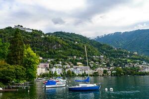The beautiful view of Montreux on the way along the Geneva River or the Geneva Lake Promenade makes us see the orderliness that sits in the middle of nature perfectly. photo