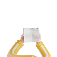 hand- gebaar Holding Open heilig koran 3d illustratie png