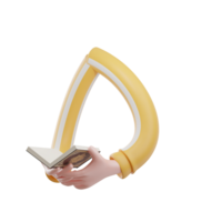 söt hand gest 3d stiliserade läsning quran 3d illustration png